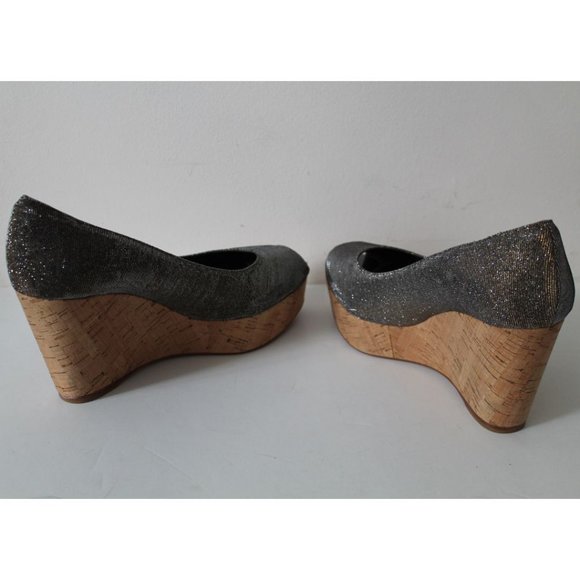 Stuart Weitzman Anna Corkswoon Platform Wedge Peep Toe Pumps Size 10 Pyritte - Picture 5 of 11